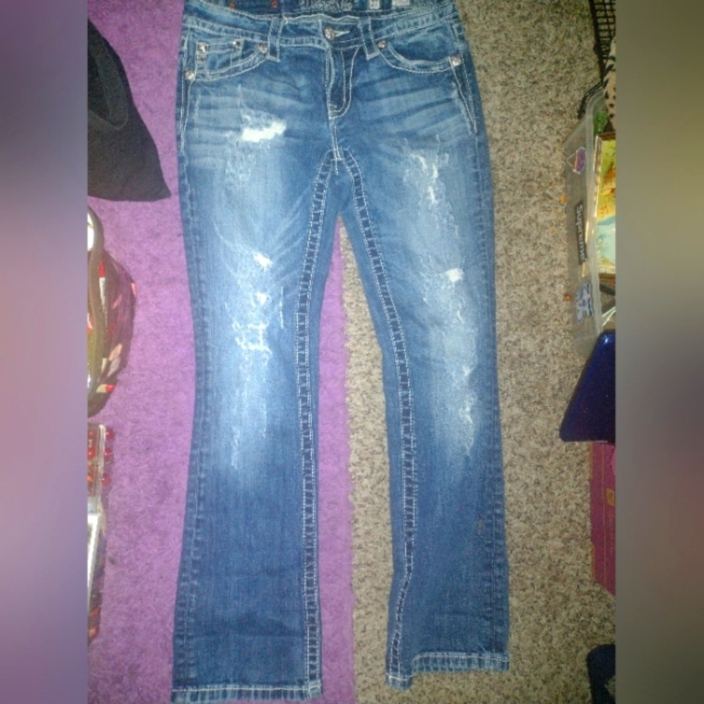 Miss Me Distressed Slim Bootcut Jeans sz 27